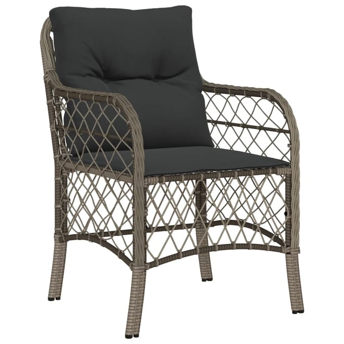 vidaXL - 5-delige - Tuinset - met - kussens - poly - rattan - grijs