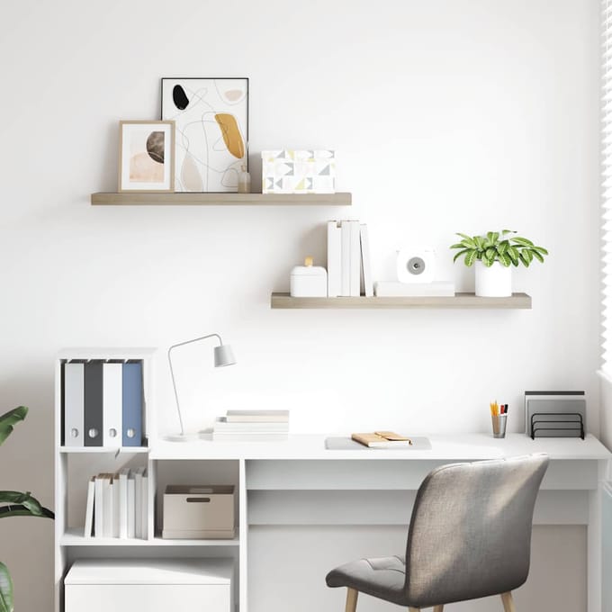 vidaXL - Wandschappen - zwevend - 2 - st - 90x23,5x3,8 - cm - MDF - eikenkleurig