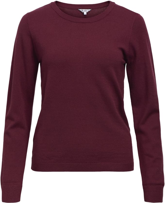 Object Trui Objthess L/s O-neck Knit Pullover N 23034469 Windsor Wine/melange Dames Maat - L