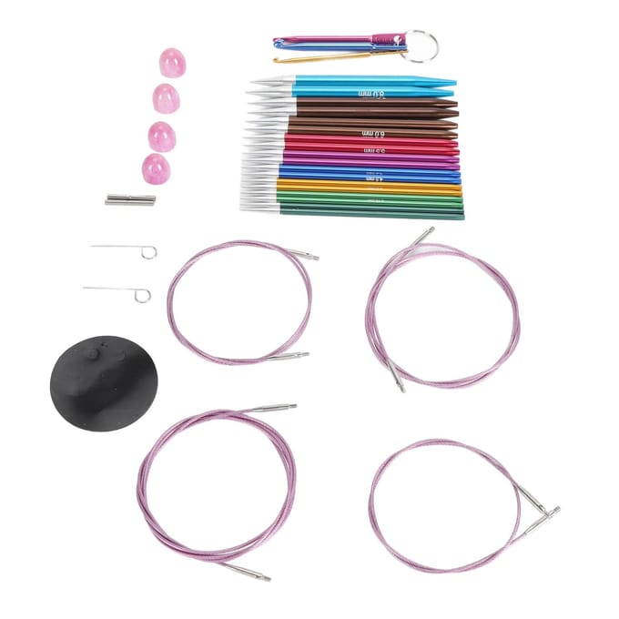 Ensemble d'aiguilles à tricoter circulaires interchangeables de 3,5 à 8 mm, fournitures de tricot portables pour débutants brown