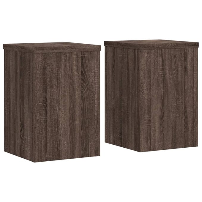 vidaXL - Plantenstandaards - 2 - st - 25x25x35 - cm - bewerkt - hout - bruin - eiken