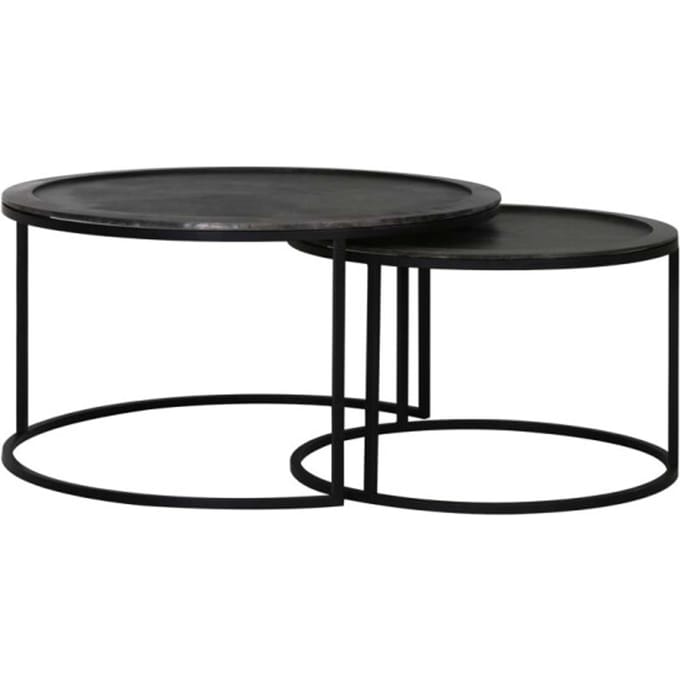 Light & Living Salontafel Talca - Antiek Lood - Ø60+Ø78cm - Industrieel