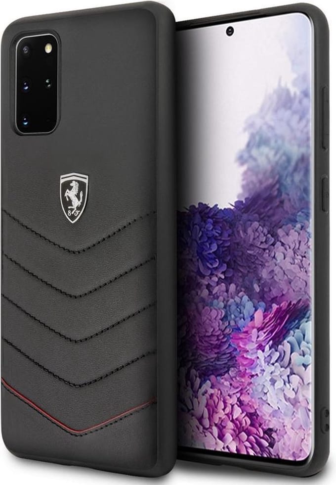 Samsung Galaxy S20+ Backcase hoesje - Ferrari - Effen Zwart - Leer