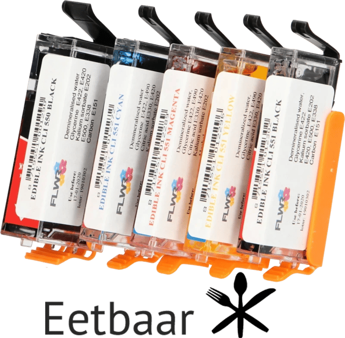 FLWR Eetbaar PGI-550 / CLI-551 Multipack zwart en kleur (Eetbare inkt)