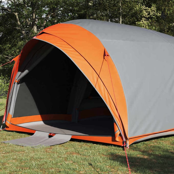 vidaXL - Tunnel - tent - 6-persoons - Grijs - en - Oranje - taft - Waterdicht