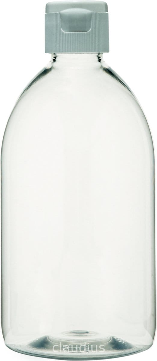 Lege Plastic Fles 500 ml PET transparant - met witte klepdop - set van 10 stuks - navulbaar - Leeg