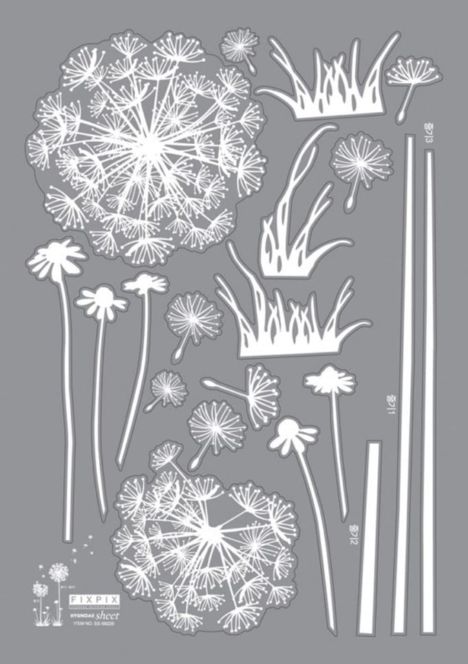 Muurstickers, decoratieve stickers, paardenbloemen