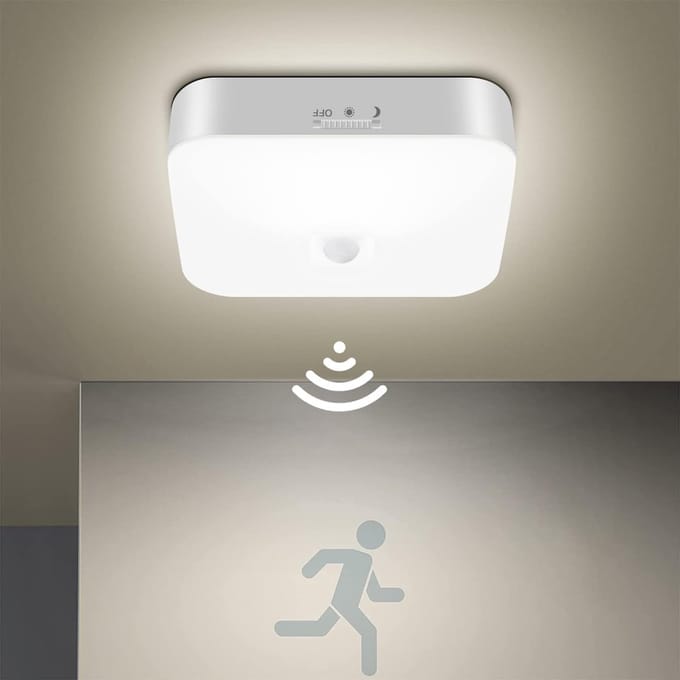 carmdering - LED Plafondlamp met Bewegingssensor - Draadloos - Oplaadbaar - Wit Licht