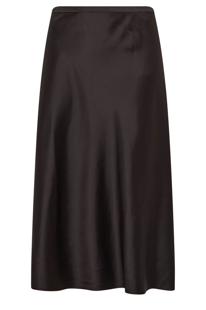 Yours London Chocoladebruine Schuingesneden Satijnen Rok Size 48