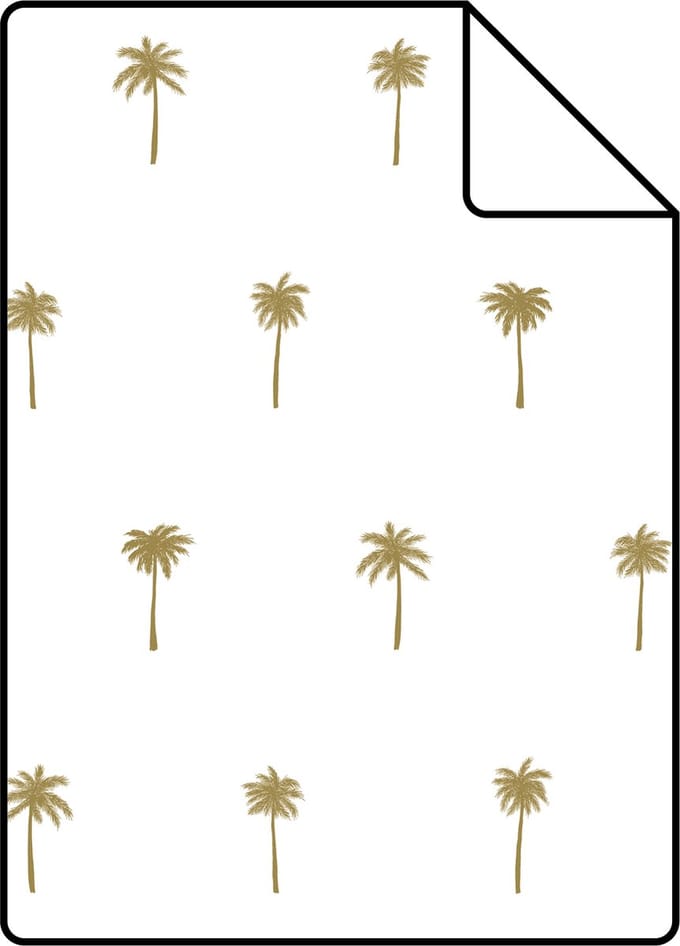 Proefstaal ESTAhome behang palmbomen wit en goud - 26.5 x 21 cm - 139158-S