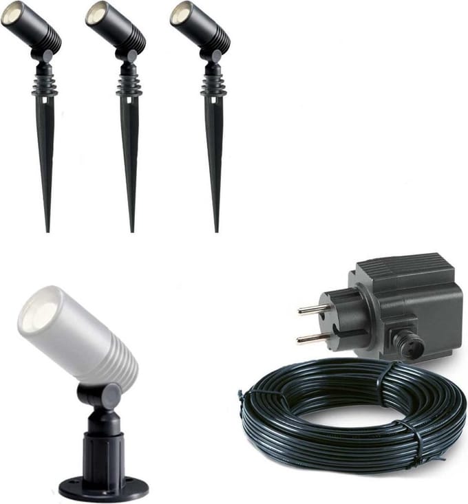 3x LED grond spot - 12V - 2 watt - complete set