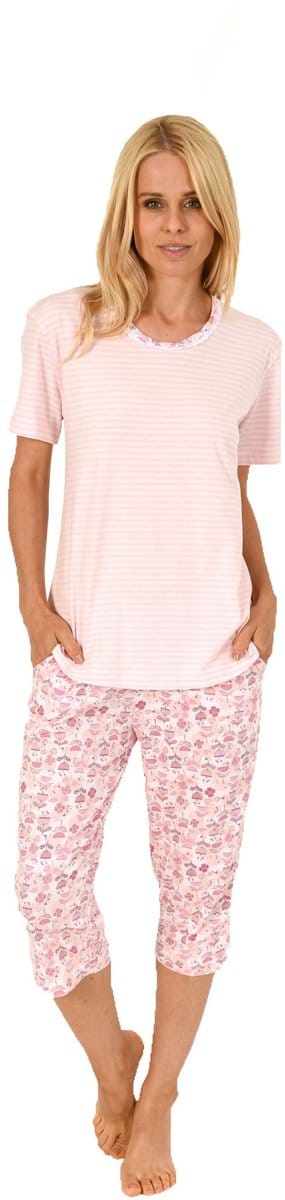 Elegante dames capri pyjama korte mouw met kanten randje - ook in oversize