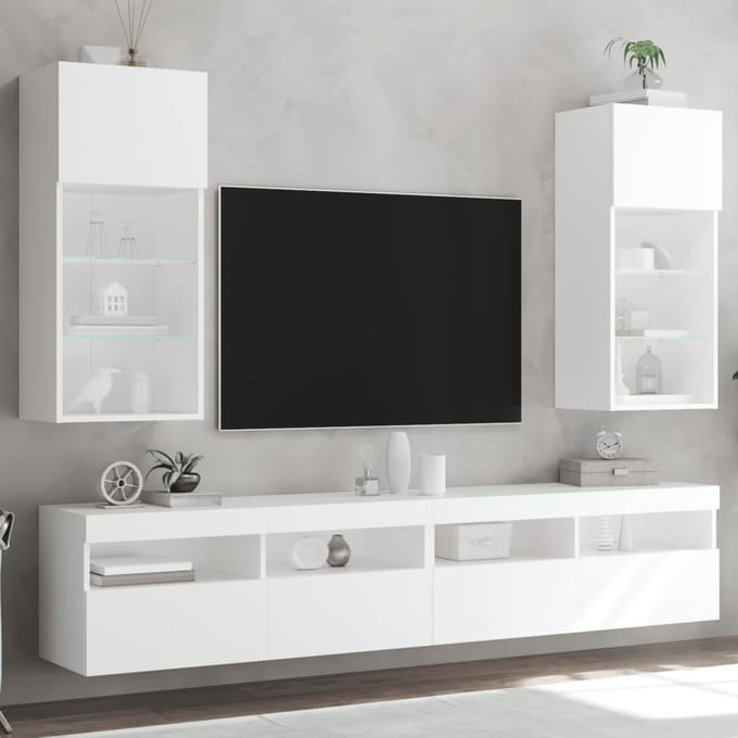 vidaXL - Tv-meubels - met - LED-verlichting - 2 - st - 40,5x30x90 - cm - wit