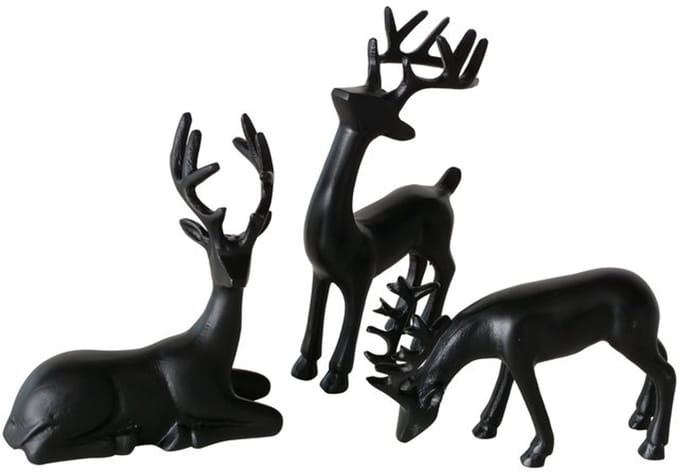 Boltze rendier set van 3. Zwart aluminium . Seran 10x22cm