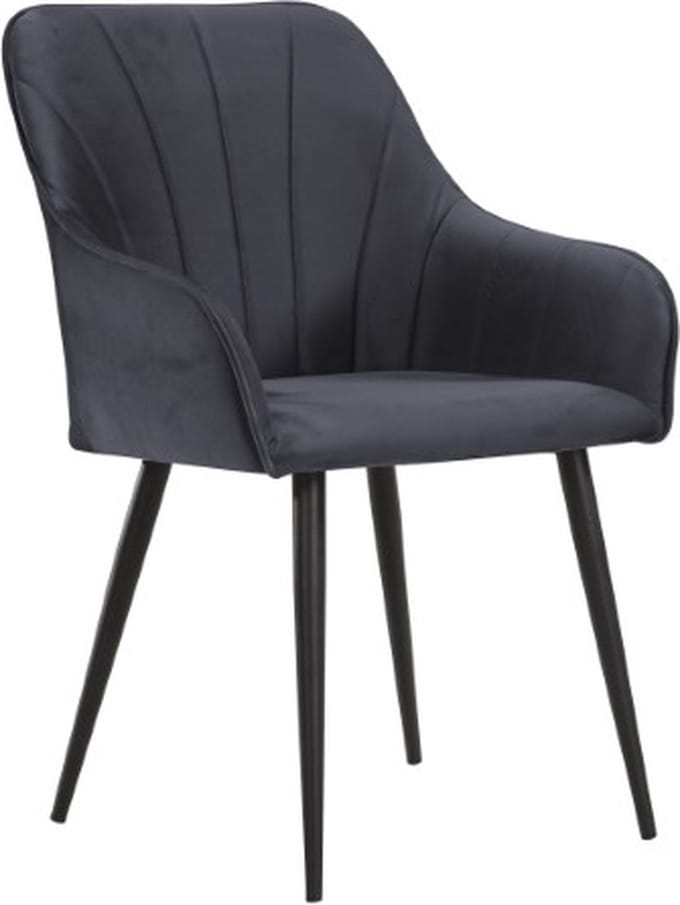 Soof&Tess - Set van 2 - Ferrara Eetkamerstoel - Antraciet - Fluweel - Velvet - Industrieel - Met armleuning - Easy Clean Stoffen - Hoge Kwaliteit