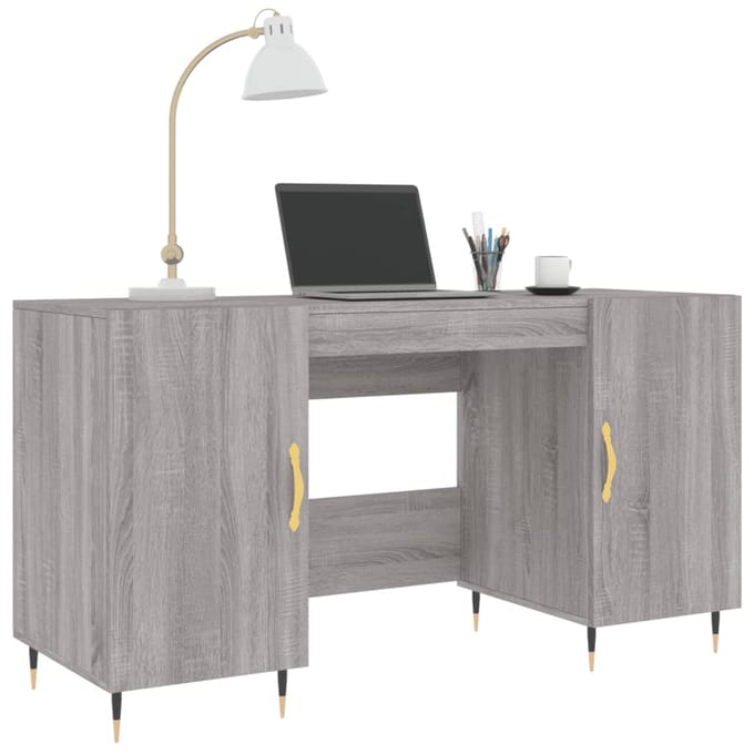 vidaXL - Bureau - 140x50x75 - cm - bewerkt - hout - grijs - sonoma - eikenkleurig