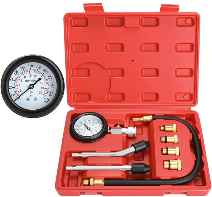 8pcs Petrol Engine Cylinder Compression Tester Kit Automotive Tool Gauge