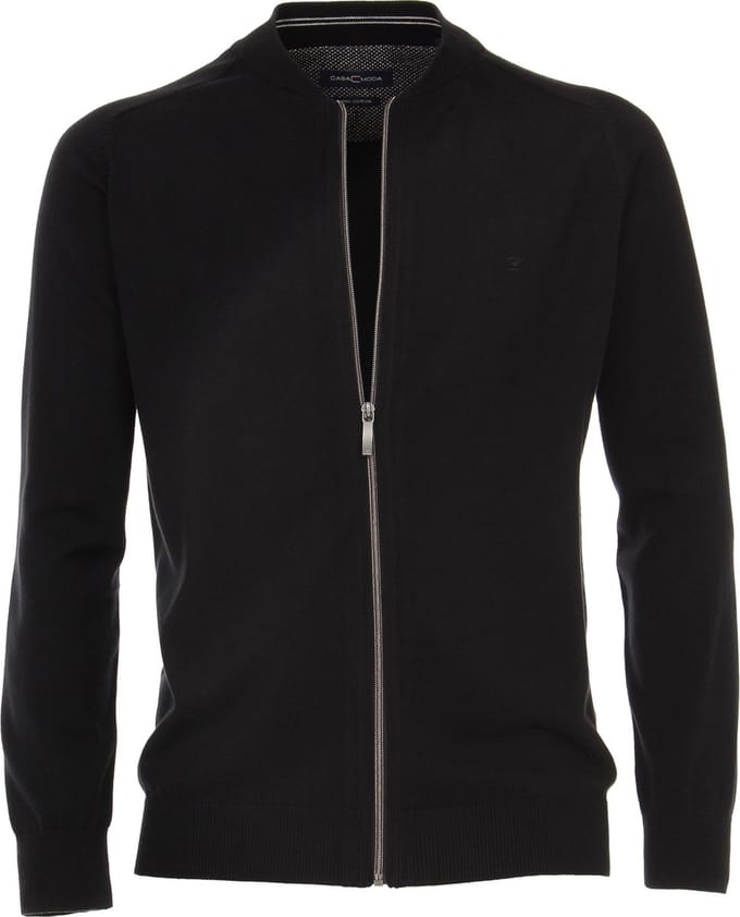 CASA MODA heren vest katoen - met rits - zwart