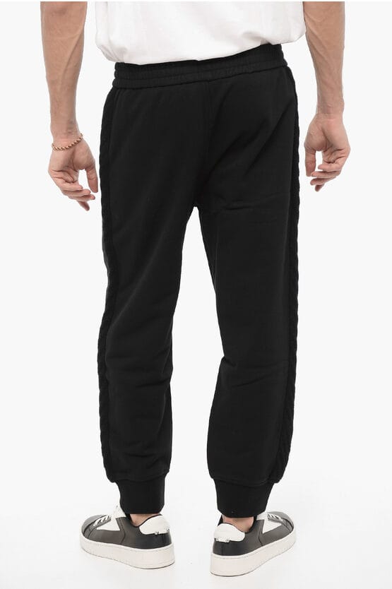 Effen joggingbroek met wollen zijbanden in zwart