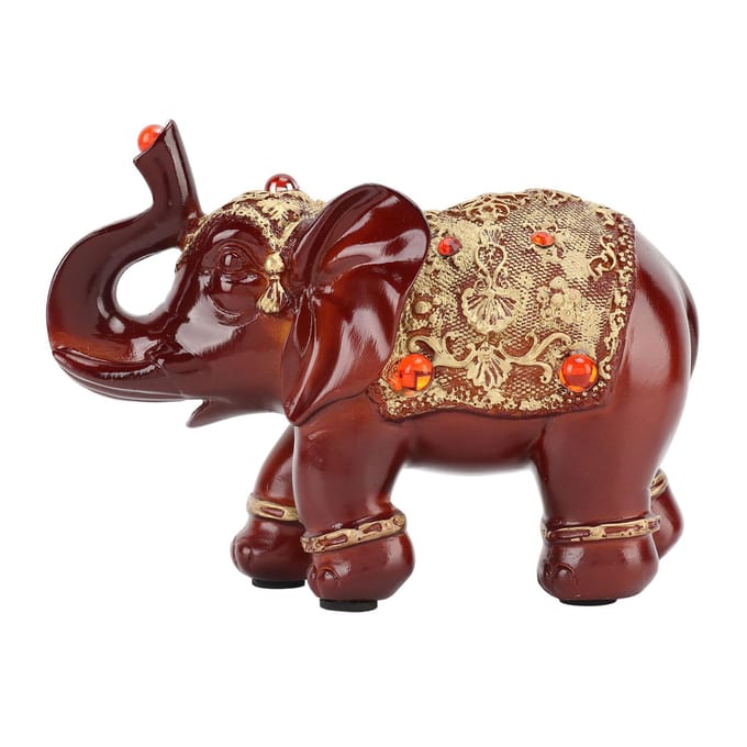 Olifantenbeeld Duurzame Hars Schattig Elegant Trek Rijkdom aan Ronde Hoek Olifant Decor voor Thuis black