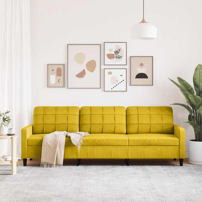 vidaXL - Driezitsbank - 210 - cm - fluweel - geel