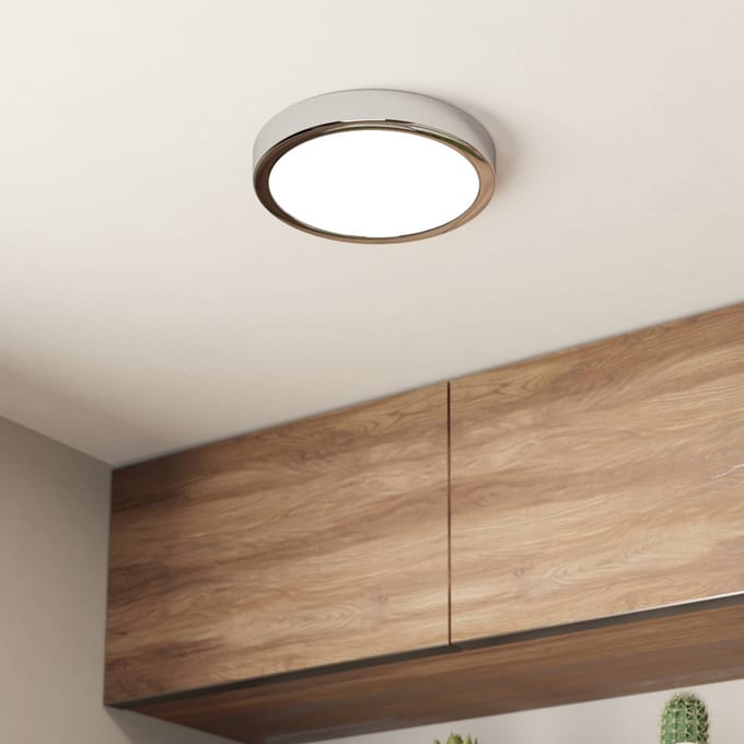 EGLO LED plafondlamp Fueva 5 IP44 3000K chroom Ø21cm