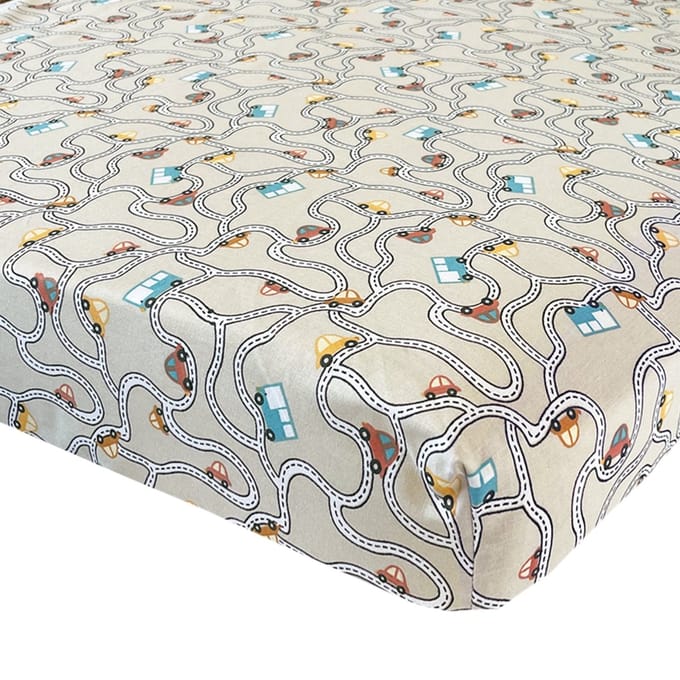 BINK Bedding Hoeslaken Traffic Beige Wieg/Kinderwagen 40 x 80 cm