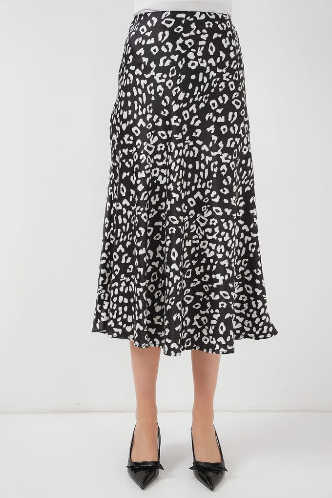Satin A-Lijn Midi Rok met Elastische Taille