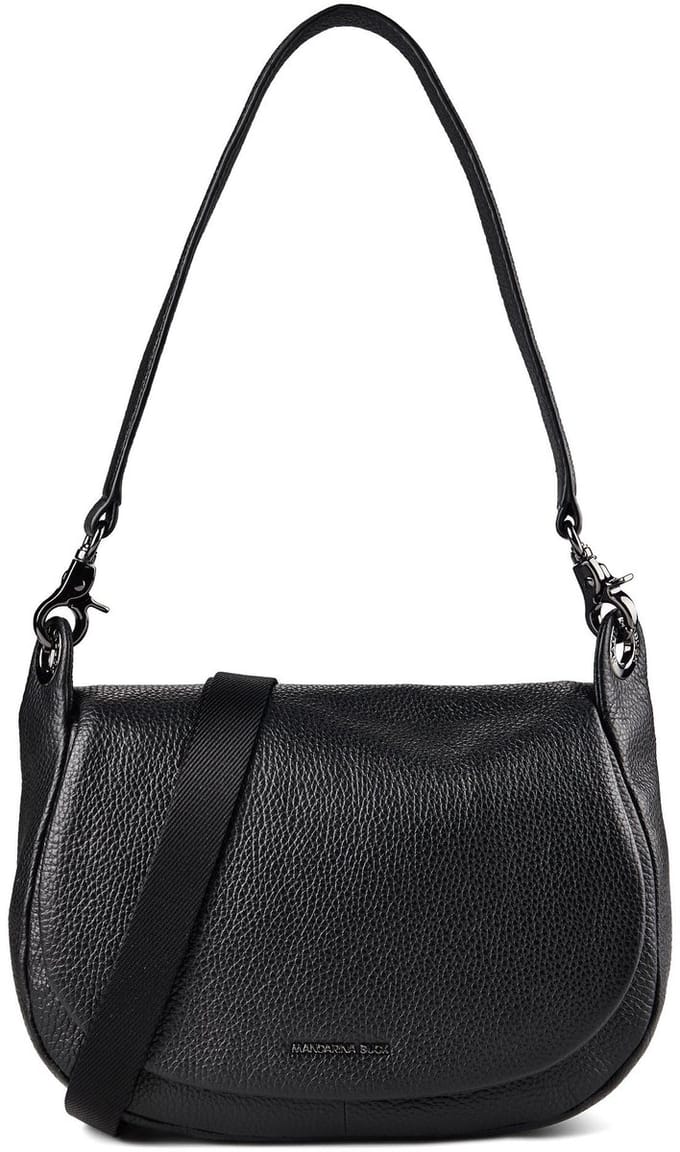MANDARINA DUCK Leren schoudertas Mellow Leather Hunting Bag Nero zwart