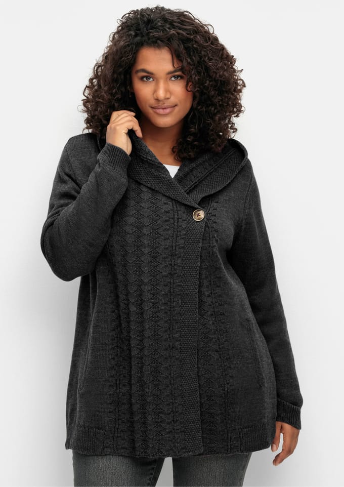 Gebreid vest met capuchon