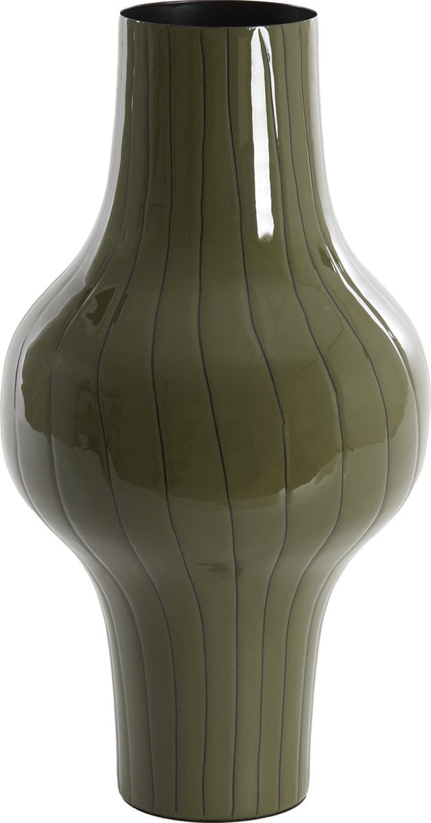 Light&living Vaas deco Ø22x40 cm SINDO glanzend donker olijf groen+zwart