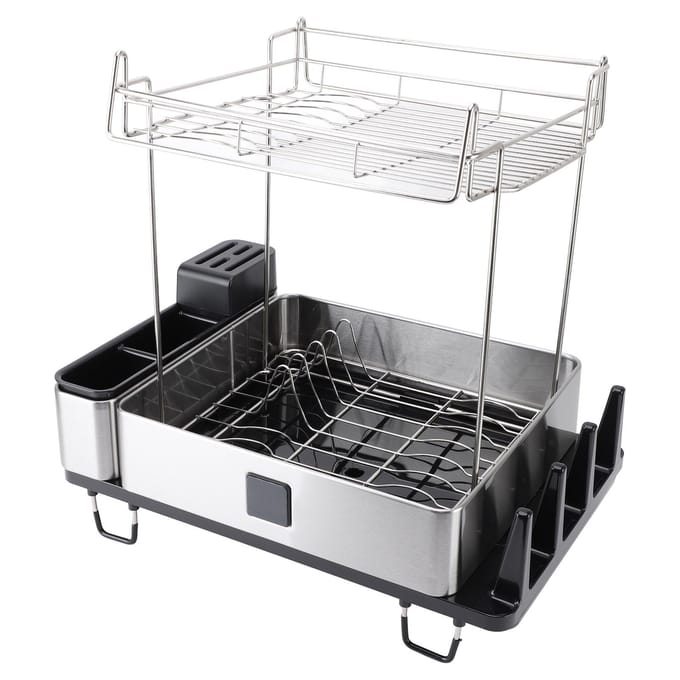 Égouttoir à vaisselle Acier inoxydable Résistant aux hautes températures Facile à nettoyer Gain de place Single Layer B black