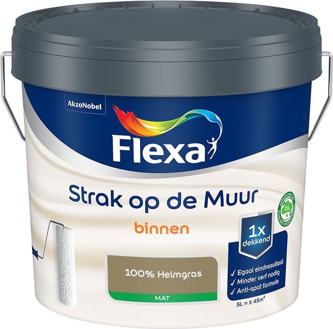 Flexa - Strak Op De Muur Binnen Mat - 100% Helmgras - Mengverf - 5 L