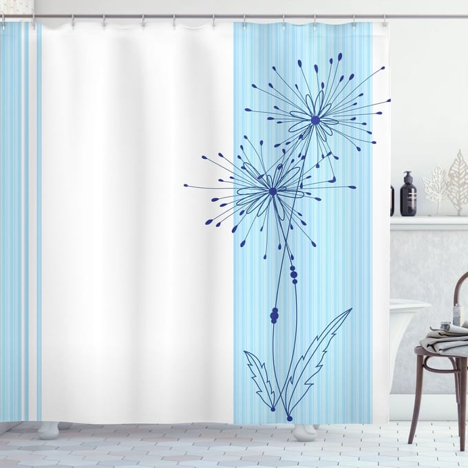 ABAKUHAUS douchegordijn – gestreept – 175x240 cm – lichtblauw – polyester