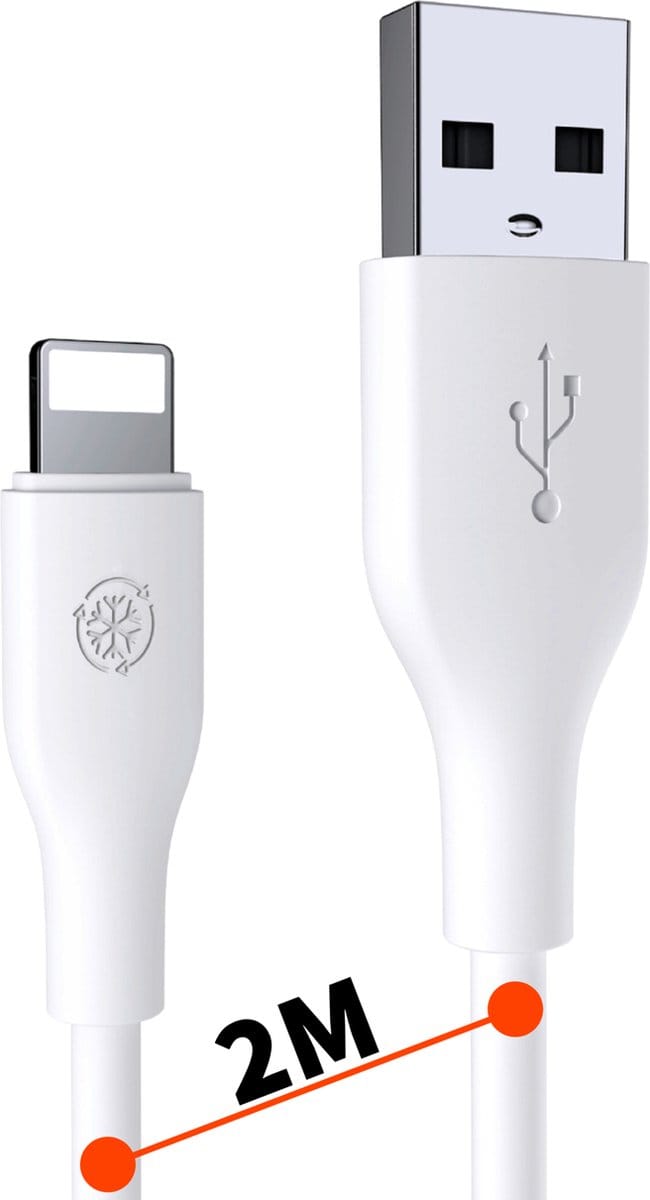 Geschikt voor iPhone - Kabel - 12W Quick Charge - 2 Meter - Datakabel - Snoer - Oplader - Duurzaam TPE Materiaal
