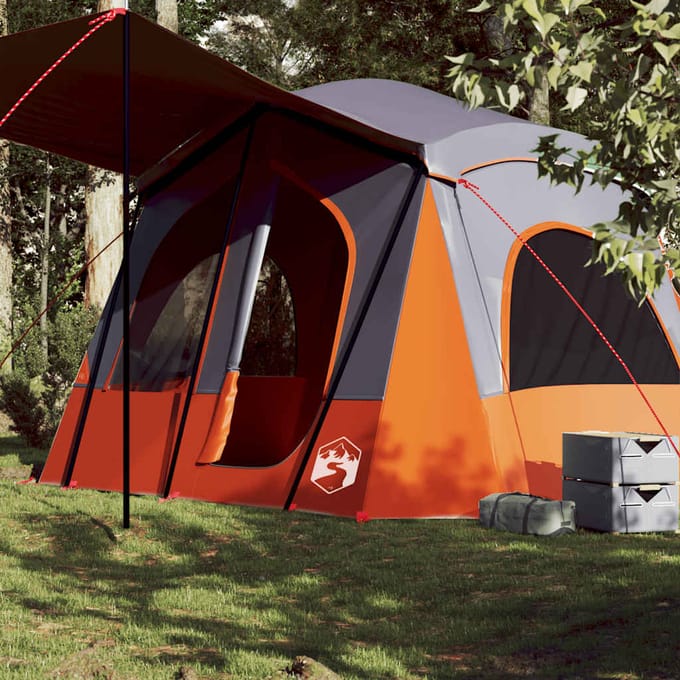 vidaXL - Tent - 5-persoons - waterdicht - grijs - en - oranje