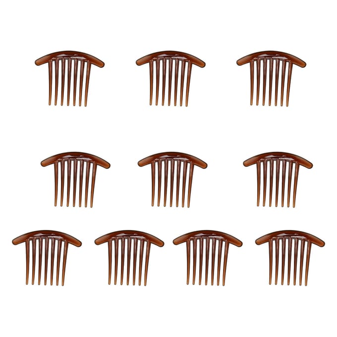 10 pièces Peignes latéraux pour cheveux Bords arrondis lisses Élégant Mode ABS Épingles à cheveux Peignes pour filles brown