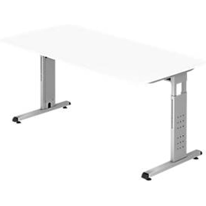 ULM bureau, C-poot, rechthoekig, B 1600 x D 800 x H 650-850 mm, wit
