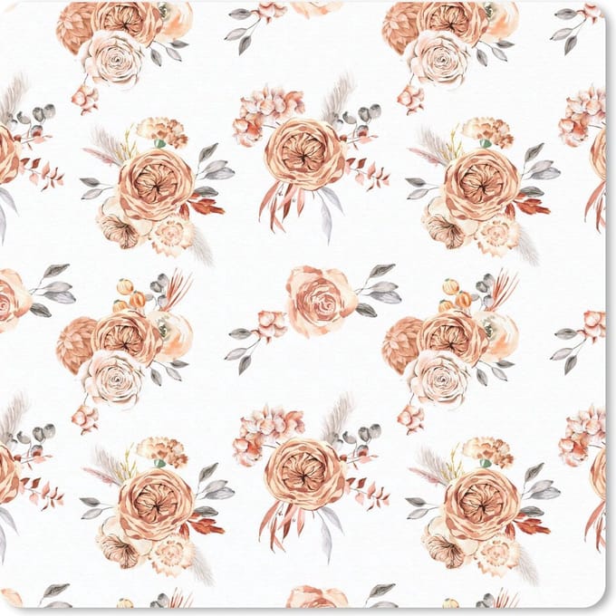 Muismat 20x20 cm - Mousepad Bloemen - Boho - Wit - Muismatten