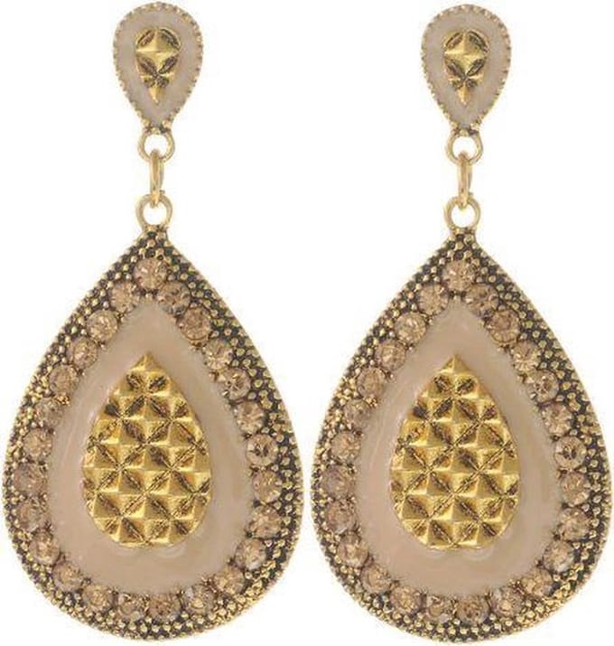 Behave - Oorshangers nude druppelvorm - Vintage chic stijl - 5,5 cm