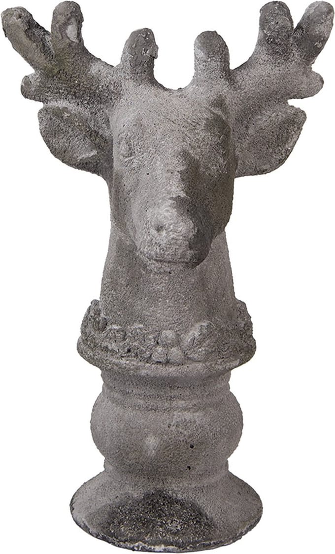 Clayre & Eef Decoratie Beeld Hert 17x14x26 cm Grijs Steen