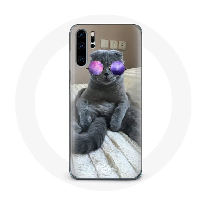 Hoesje voor Huawei P30 Kat met paarse bril
