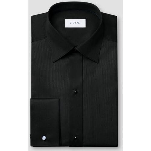 Eton Overhemd Subtle Texture Fine Striped Bib Evening Piqué Zwart / male