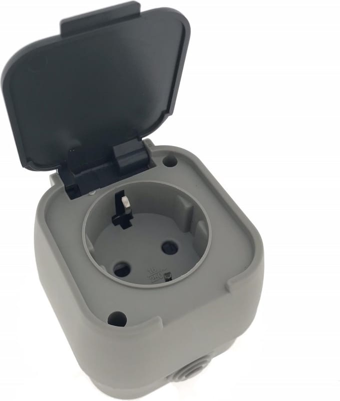 Benson Wandcontactdoos - Opbouw - Waterdicht - IP54 - 16A - Grijs/Antraciet