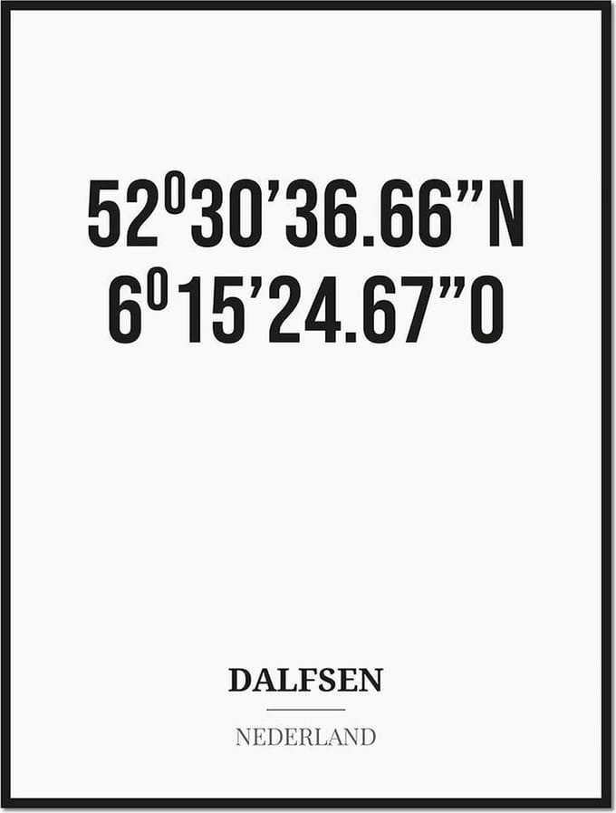 Poster/kaart DALFSEN met coördinaten