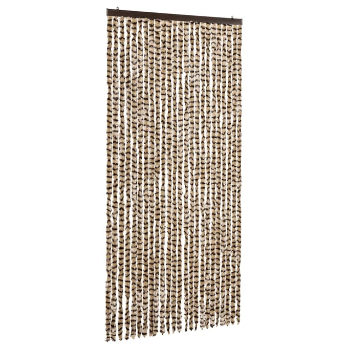 vidaXL - Vliegengordijn - 100x220 - cm - chenille - beige - en - bruin