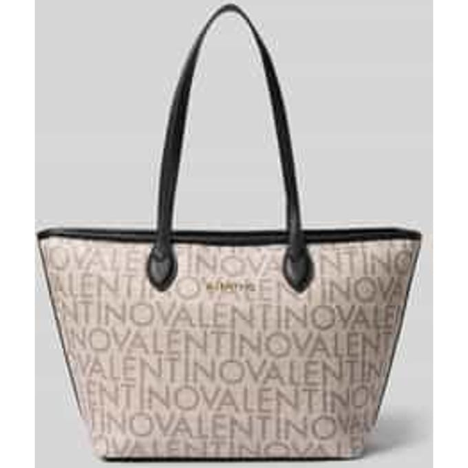 VALENTINO shopper Logo Shopping Bag Beige / Nero