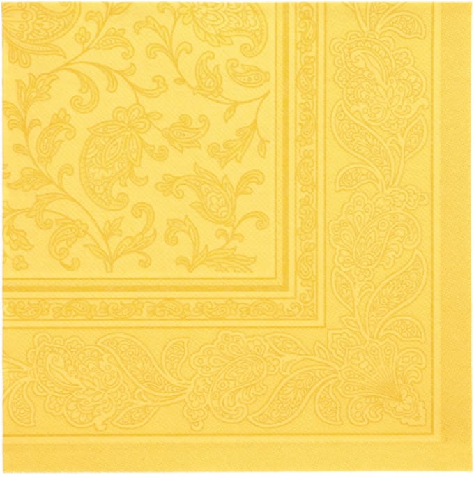 50 Servetten ROYAL Collection 1/4 vouw 40 cm x 40 cm geel Ornaments
