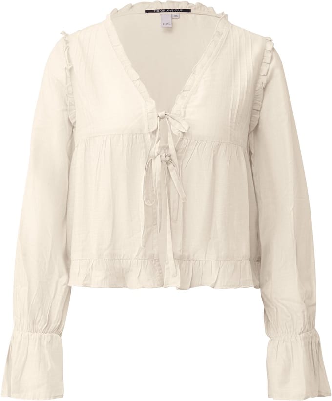 Dames blouse met knoop en volant QS Regular Fit