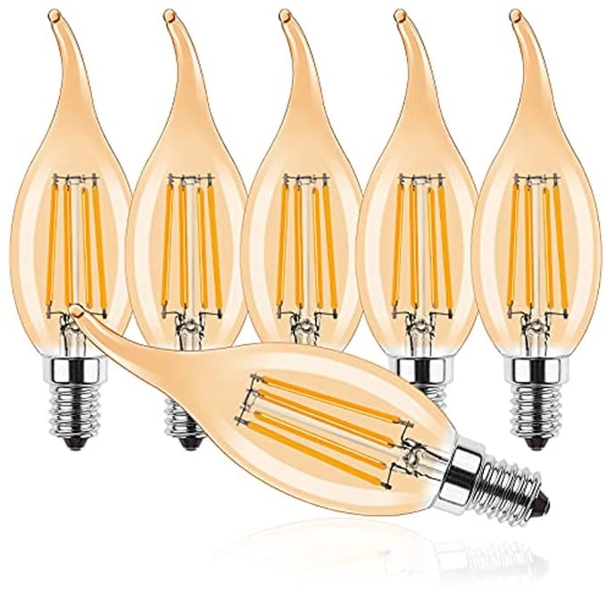 Vintage kaars LED-lamp E14 4W warm wit 2700K - 6 stuks